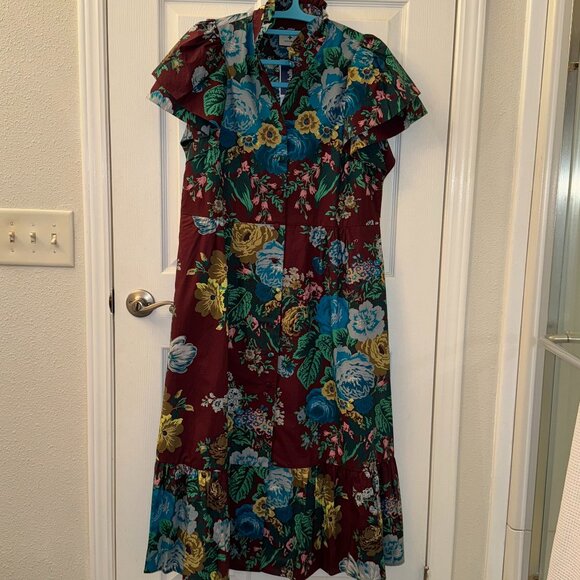 Tuckernuck Oxblood Verdant Floral Alice Dress - L - Picture 2 of 10